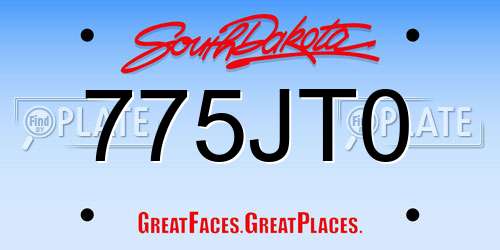 775JT0 South Dakota License Plate