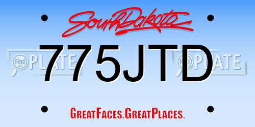 775JTD South Dakota License Plate
