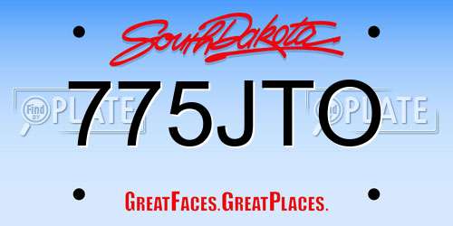 775JTO South Dakota License Plate