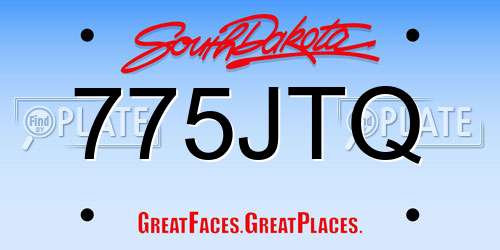 775JTQ South Dakota License Plate