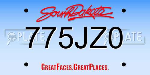 775JZ0 South Dakota License Plate