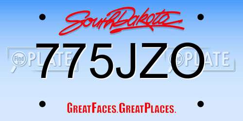 775JZO South Dakota License Plate