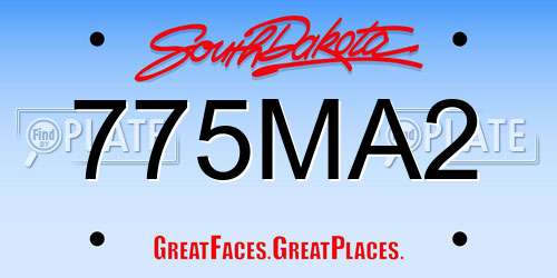 775MA2 South Dakota License Plate