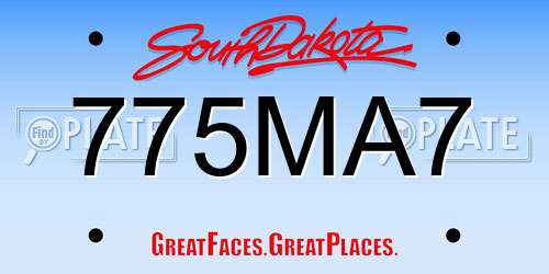 775MA7 South Dakota License Plate