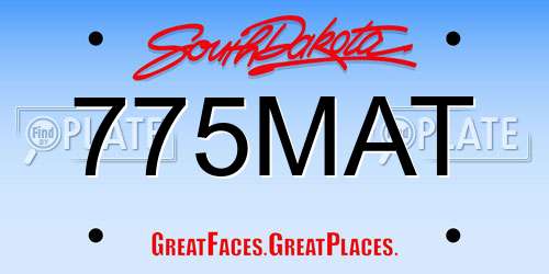 775MAT South Dakota License Plate