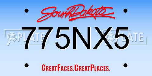 775NX5 South Dakota License Plate