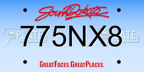 775NX8 South Dakota License Plate