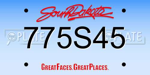 775S45 South Dakota License Plate