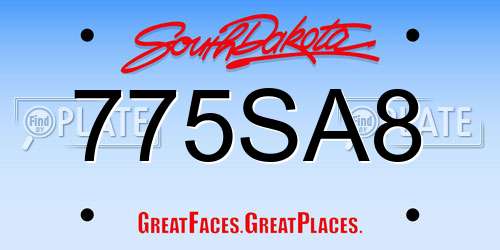775SA8 South Dakota License Plate