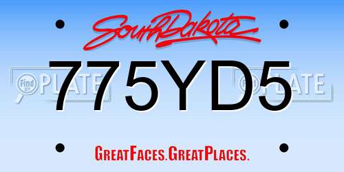 775YD5 South Dakota License Plate