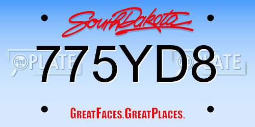 775YD8 South Dakota License Plate