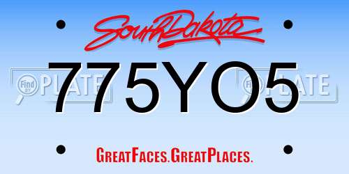 775YO5 South Dakota License Plate