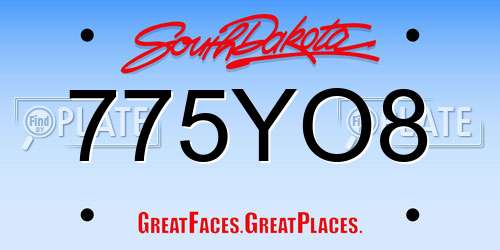 775YO8 South Dakota License Plate