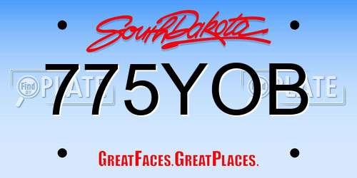 775YOB South Dakota License Plate