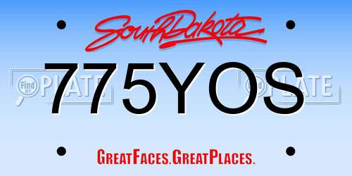 775YOS South Dakota License Plate