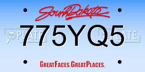 775YQ5 South Dakota License Plate