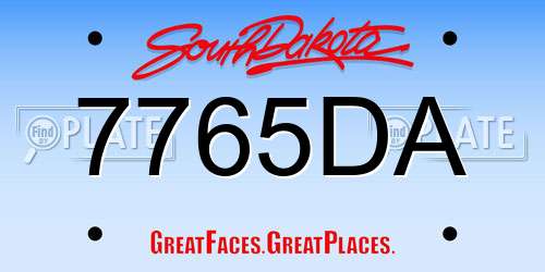 7765DA South Dakota License Plate