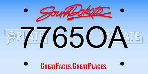 7765OA South Dakota License Plate
