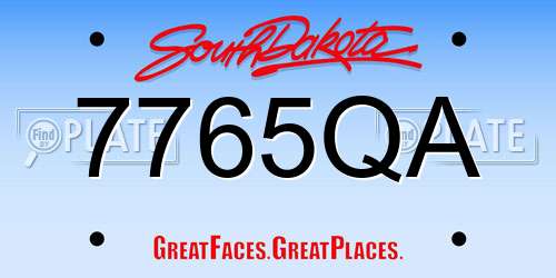 7765QA South Dakota License Plate