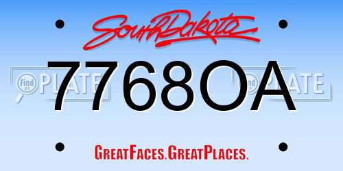 7768OA South Dakota License Plate