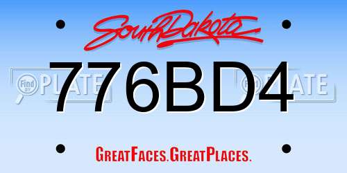 776BD4 South Dakota License Plate