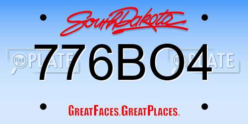 776BO4 South Dakota License Plate