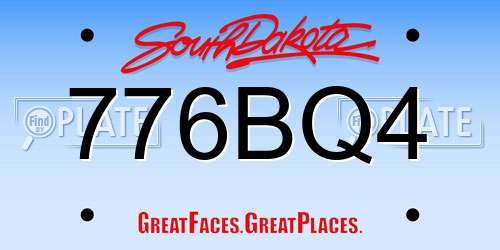 776BQ4 South Dakota License Plate
