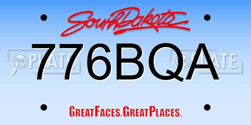 776BQA South Dakota License Plate