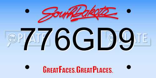 776GD9 South Dakota License Plate