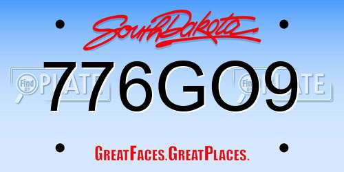 776GO9 South Dakota License Plate