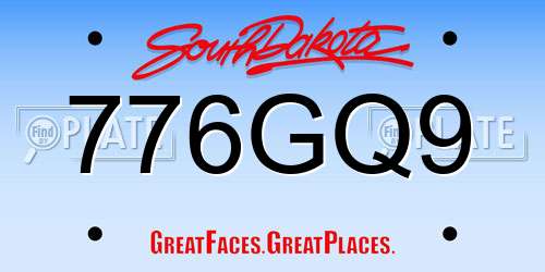 776GQ9 South Dakota License Plate