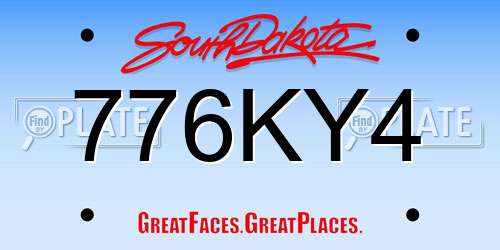 776KY4 South Dakota License Plate