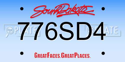 776SD4 South Dakota License Plate