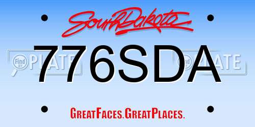 776SDA South Dakota License Plate