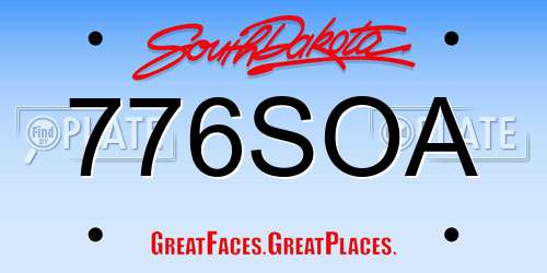 776SOA South Dakota License Plate