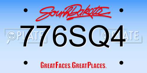 776SQ4 South Dakota License Plate