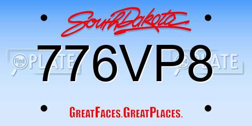 776VP8 South Dakota License Plate