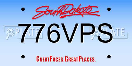 776VPS South Dakota License Plate