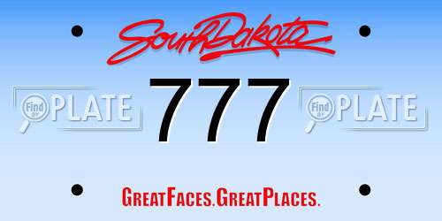 777 South Dakota License Plate