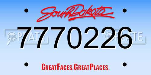 7770226 South Dakota License Plate