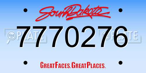 7770276 South Dakota License Plate