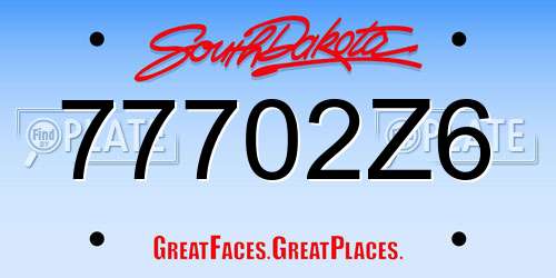 77702Z6 South Dakota License Plate