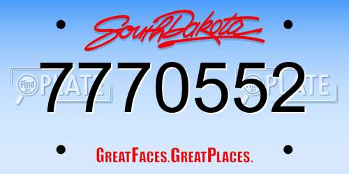 7770552 South Dakota License Plate