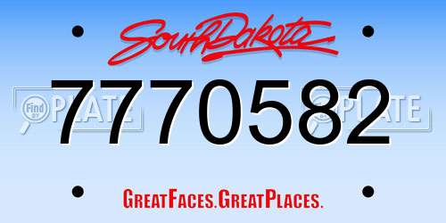 7770582 South Dakota License Plate