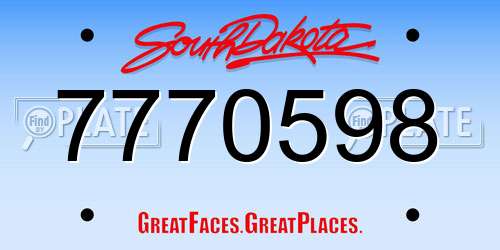 7770598 South Dakota License Plate