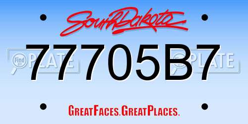 77705B7 South Dakota License Plate