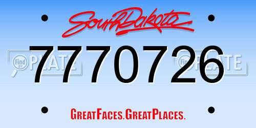 7770726 South Dakota License Plate