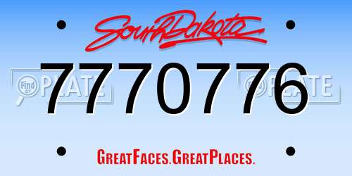 7770776 South Dakota License Plate