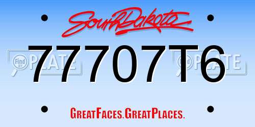 77707T6 South Dakota License Plate