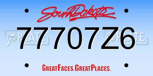 77707Z6 South Dakota License Plate
